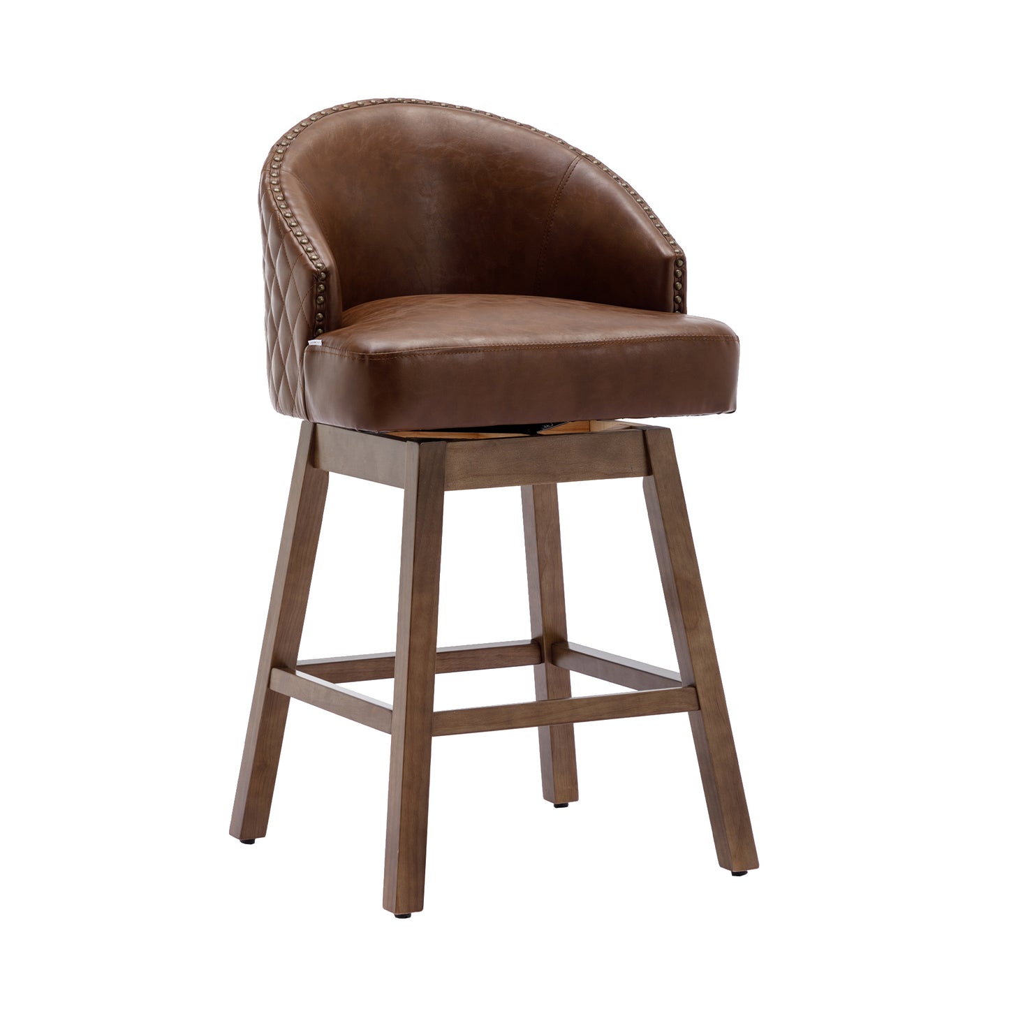 COOLMORE PU Leather Bar Stools - Brown Set of 2