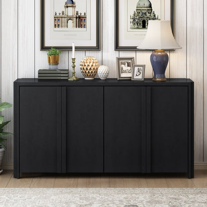 Rin Storage Cabinet Sideboard with 4 Doors - Black