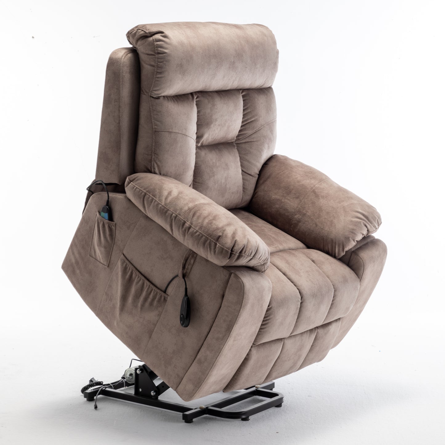 Wilson Power Electric Velvet Reclining Chair - Light Brown