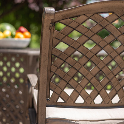 Verno Outdoor Aluminum Dining Arm Chair With Cushion - Gray