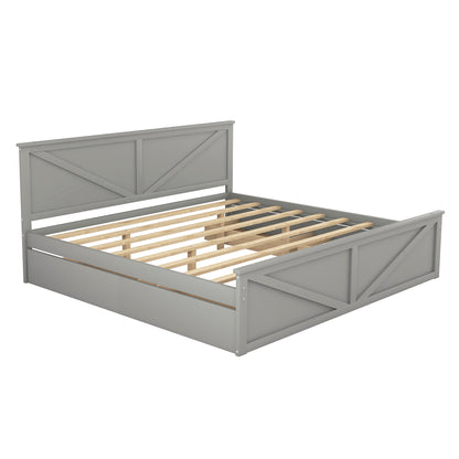 Xena King Size Wooden Platform Bed - Gray