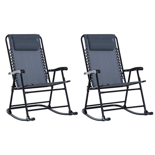 Lavon Oversized Folding Rocking Camping Chair (Set of 2) - Gray