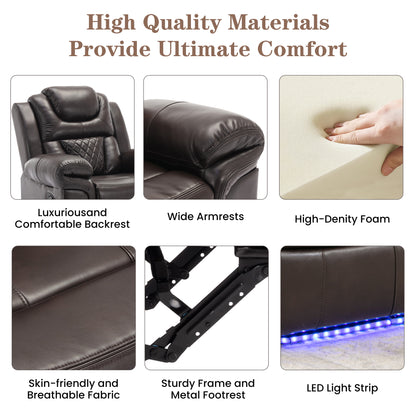 Milo Manual Recliner Loveseat with LED Light Strip - Brown