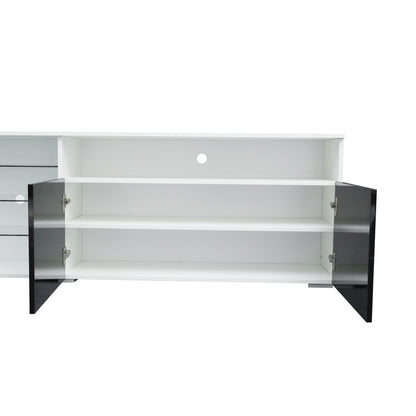 Ivan TV Stand LED High Gloss Doors - White/Black