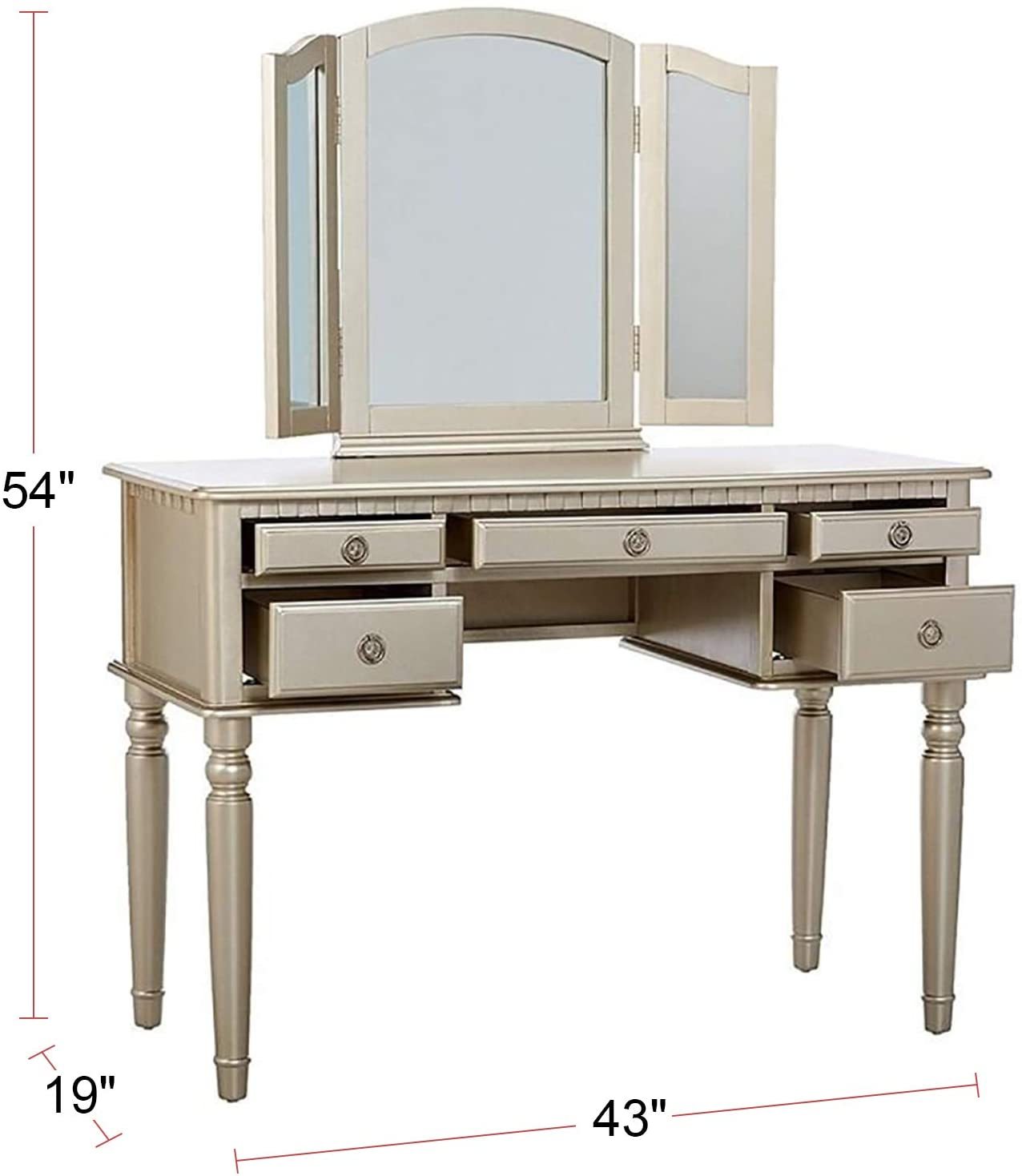 Arias Vanity Set with Foldable Mirror - Silver