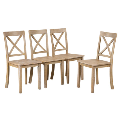 Vivia 5pc Dining Set Round Table 4x side Chairs - Natural