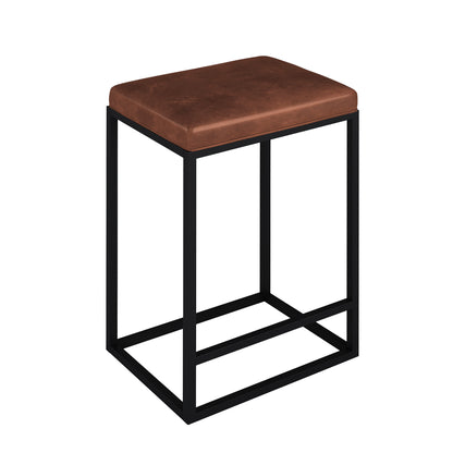 Riley Indoor Metal Faux Leather Bar Stools (Set of 2) - Brown