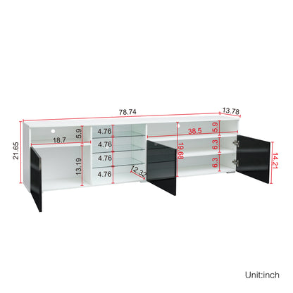 Ivan TV Stand LED High Gloss Doors - White/Black