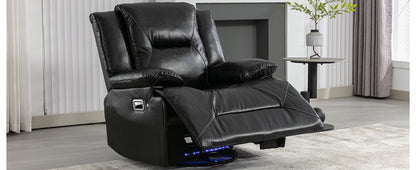 Meyer 360° Swivel and Rocking Manual Recliner Chair with a LED - Black