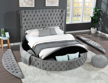 Hazel Queen Size Tufted Storage Bed - Gray