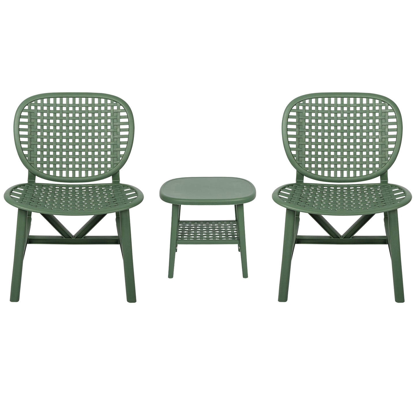 Toccara  3 Pc Retro Patio Table Chair Set - Green