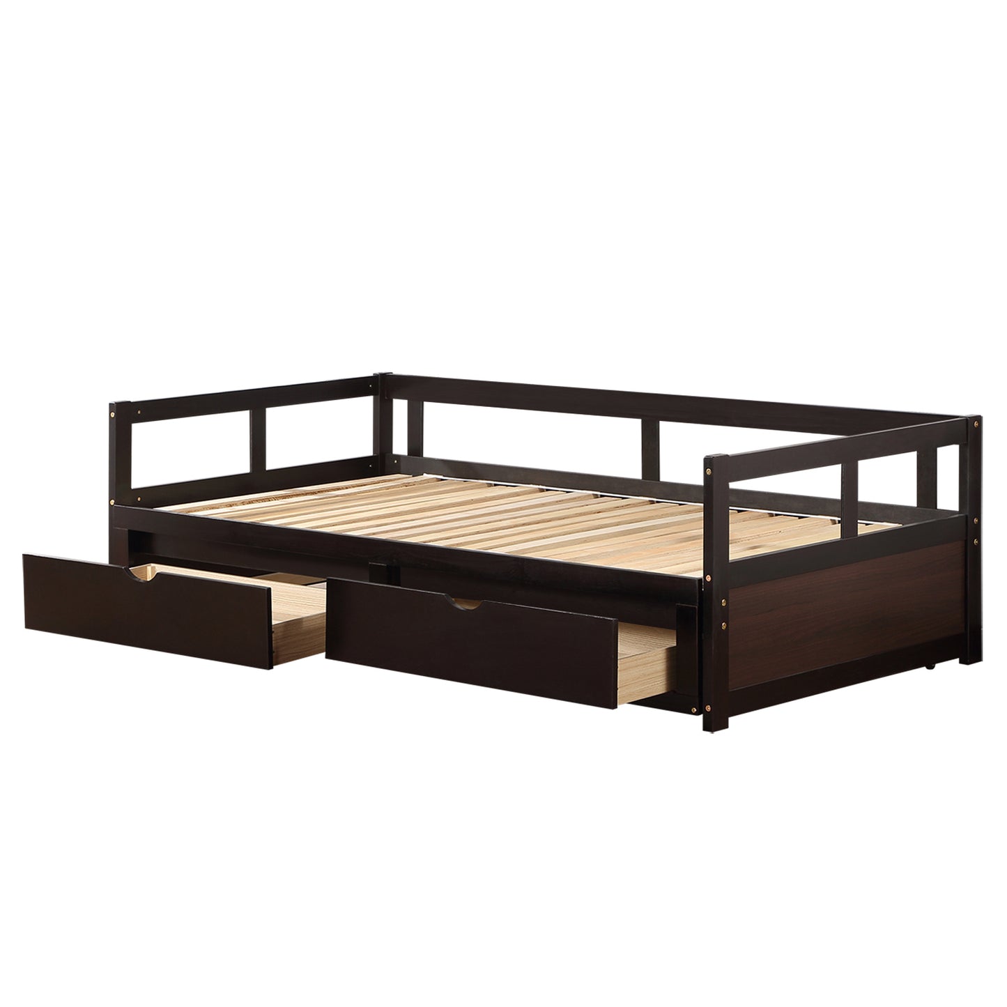 Urban Twin Size Wooden Daybed with 2 Drawers - Espresso