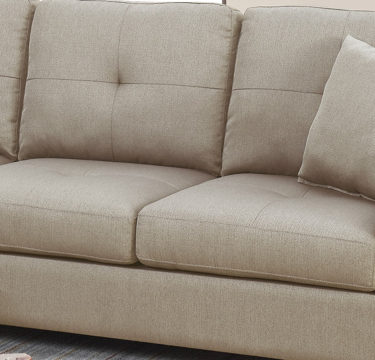 Freya Tufted Cushion Sectional Sofa Chaise  -  Beige