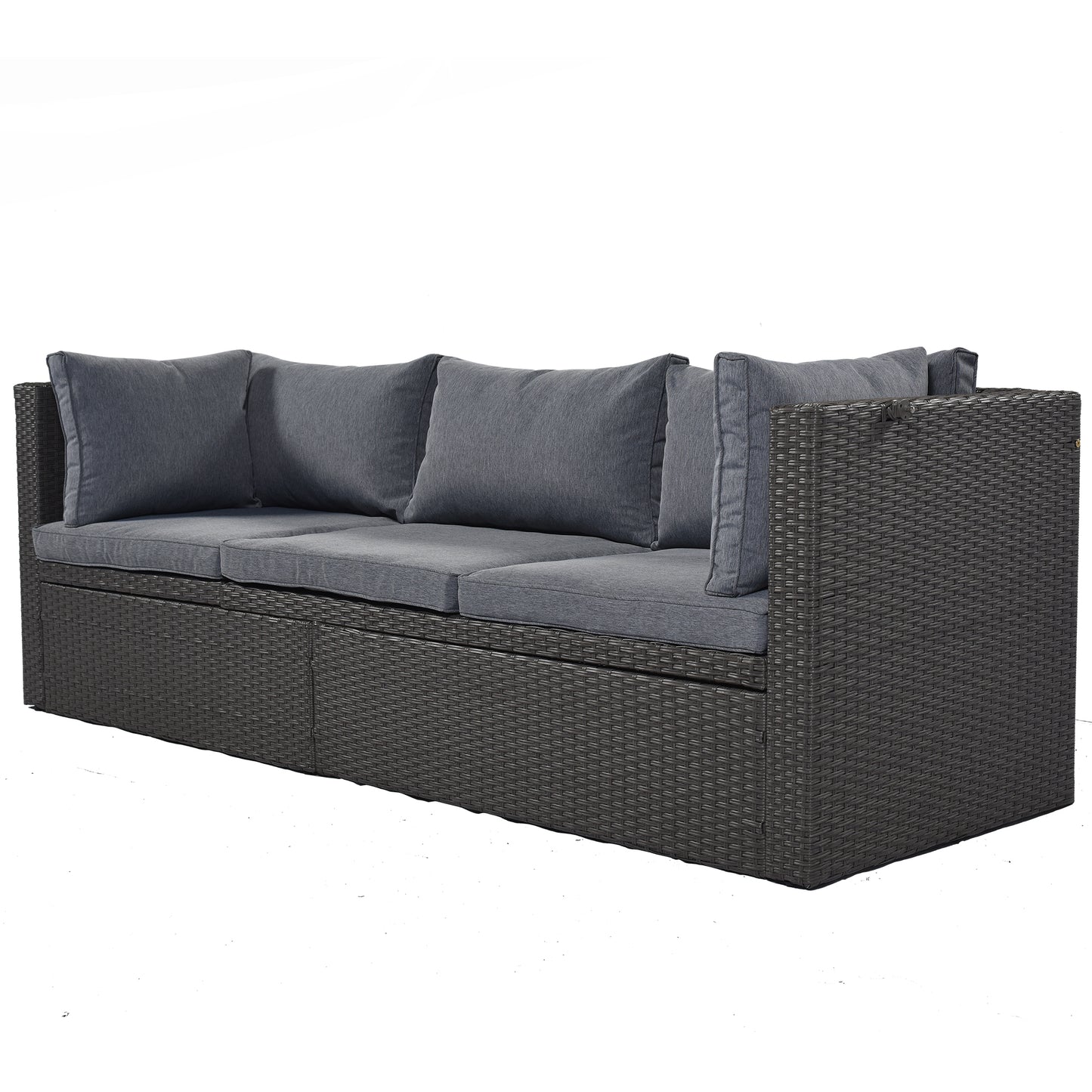 Getta Outdoor Patio Rectangle Daybed with Retractable Canopy - Gray