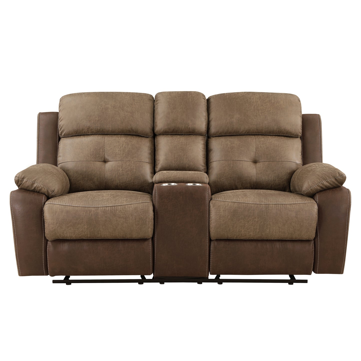 Gordon Dual Glider Reclining Loveseat with Center Console Plush Arms