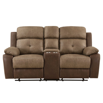 Gordon Dual Glider Reclining Loveseat with Center Console Plush Arms