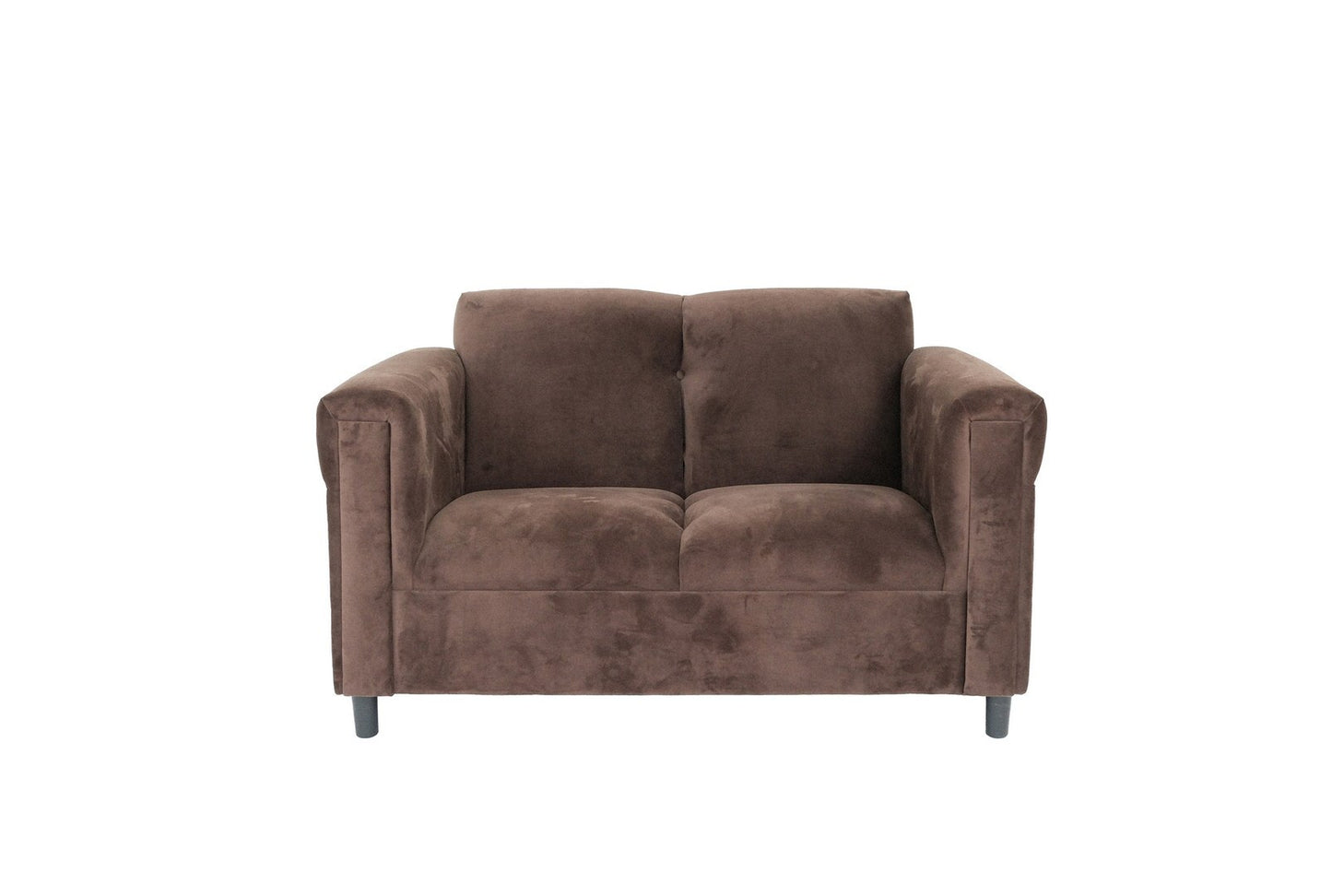 Trinity Suede Loveseat Sofa - Dark Brown