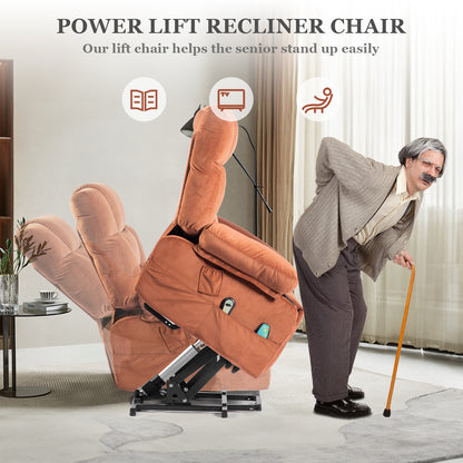 Parsons Power Lift Recliner with Massage Function - Brown