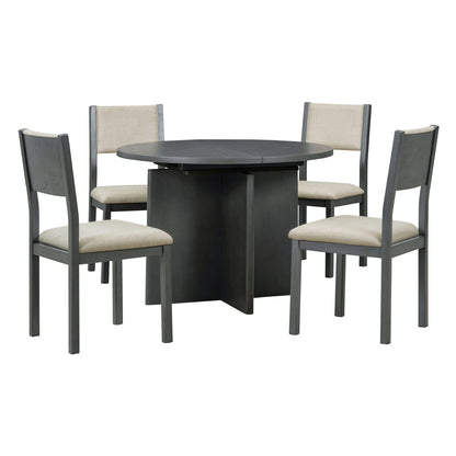 Trina 5pc Dining Set Extendable Table 4x Side Chairs - Gray