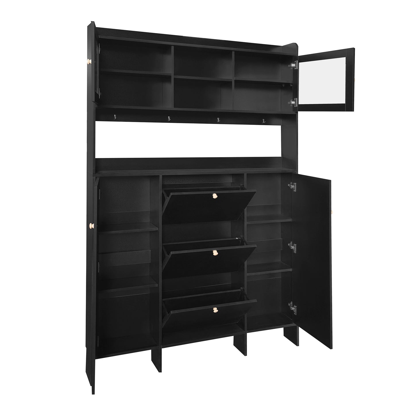 Felix Multifunctional Shoe Cabinet with Open Storage Platform - Black