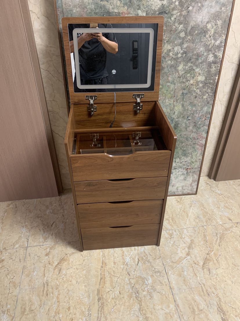 Cortez 3 in 1 Vanity Desk with Plip Top Mirror - Walnut