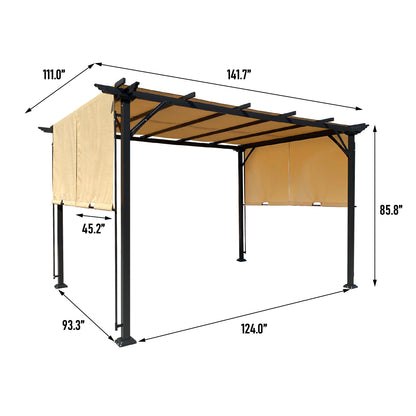 Manson 9.5 x 12 ft Outdoor Retractable Pergola - Khaki