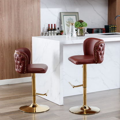 Tufted Swivel Barstools - Red  Set of 2