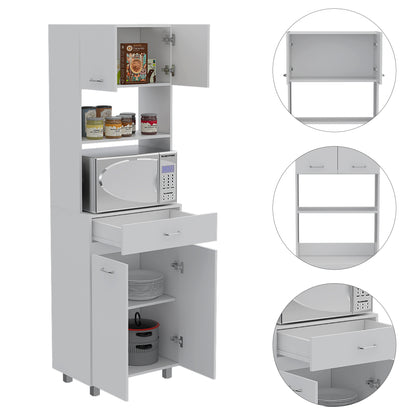 Pembrooke 2-Shelf 1-Drawer Microwave Pantry Cabine - White