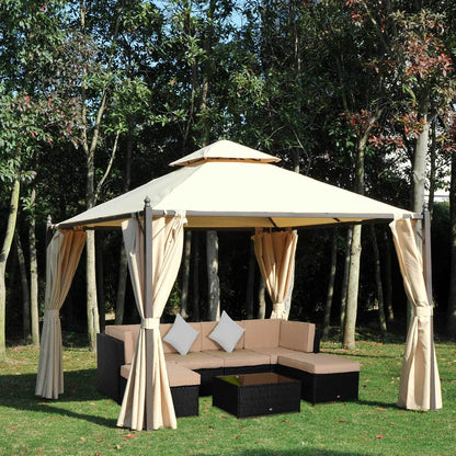 Enola 10 x 10 ft Patio Gazebo Two-Tier Roof - Beige