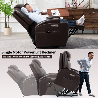 Adell Power Lift Recliner Chair with Heat and Massage - Brown