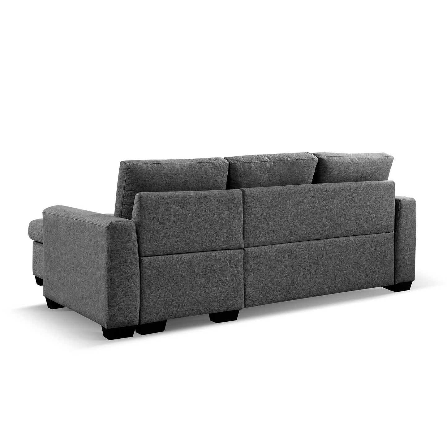 Orion 3-Seater Modular Fabric Convertible Reversible Sleeper Sectional Sofa - Dark Grey