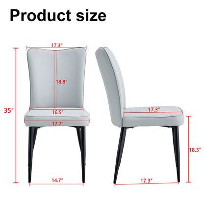 Carver PU Dining Chair Black Metal Leg (Set of 4) - Light Gray