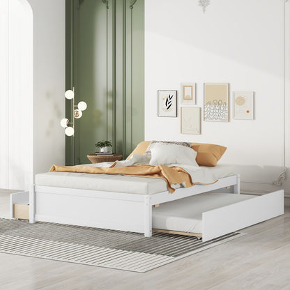 Trundle Max Twin Bed with Storage Drawers - White