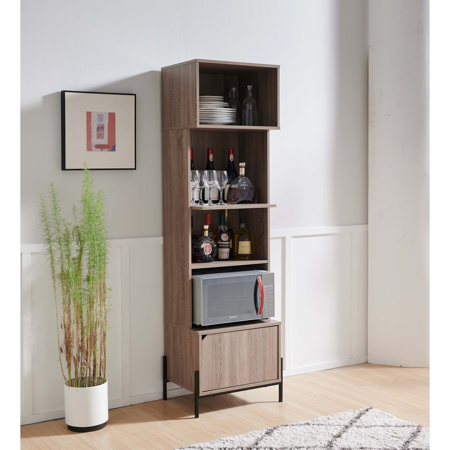 Ora Kitchen Display Storage Cabinet - Dark Taupe