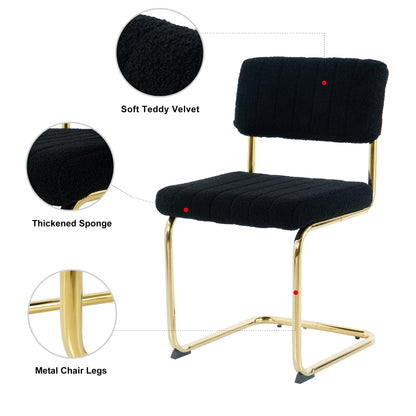 Ezell Dining Chairs with Gold Metal Leg (Set of 2) - Black