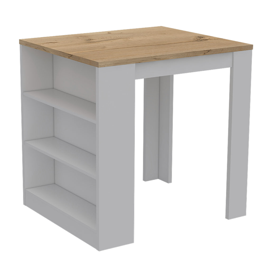 Elkins 3-Drawer Kitchen Island - White & Pine