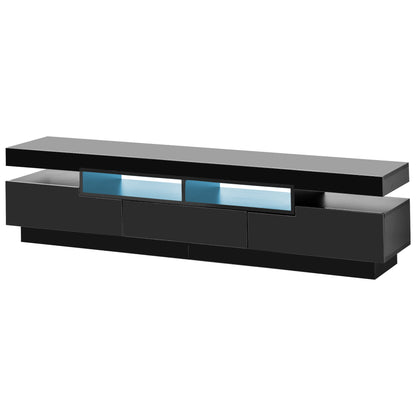 Seco High Gloss TV Stand Entertainment Center - Black