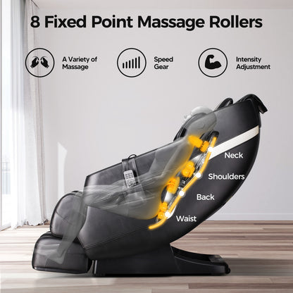 Meo Full Body Massage Recliner with Foot Roller - Black