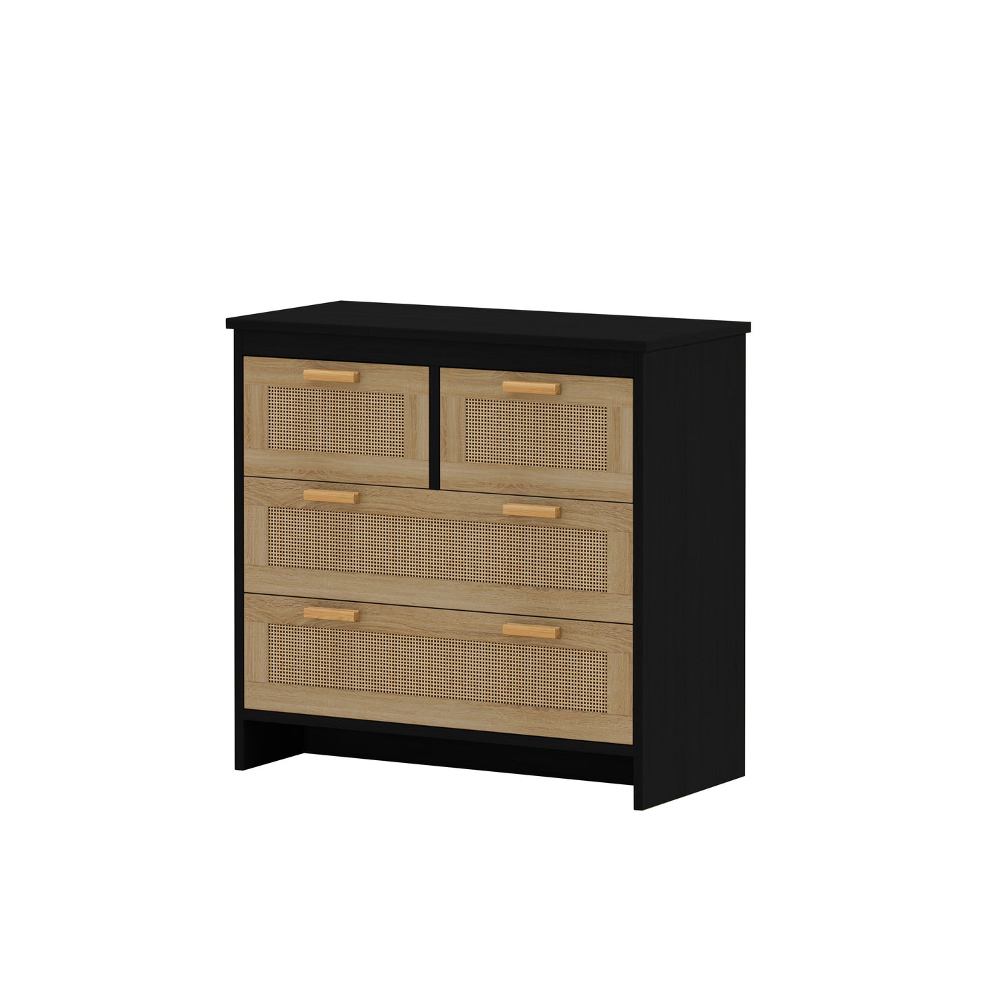 Tero 4 Drawers Rattan Cabinet - Black