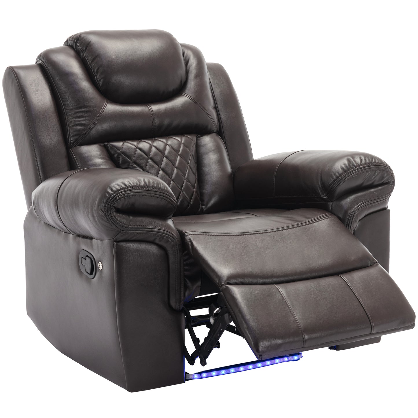 Milo Manual Recliner Chair with LED Light Strip - Brown