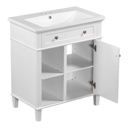 Aqua Bathroom Vanity with Ceramic Sink Set - White