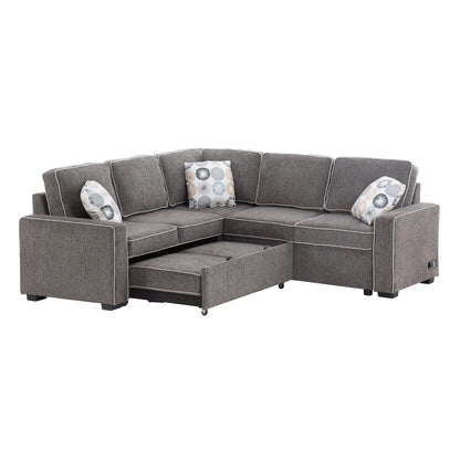 Berg L-Shaped Pull Out Convertible Sleeper Sofa - Dark Gray