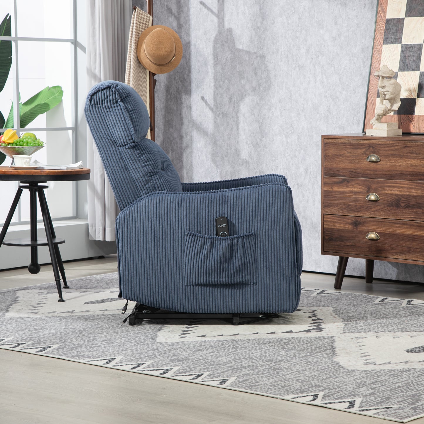 Fraser Electric Recliner Chair - Navy Blue