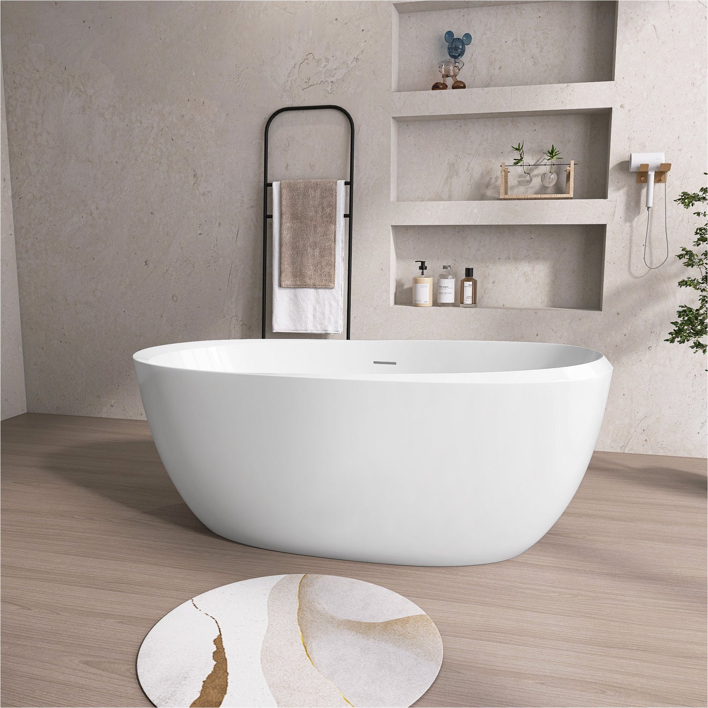 Mody 59" Acrylic Freestanding  Soaking Bathtub - Gloss White