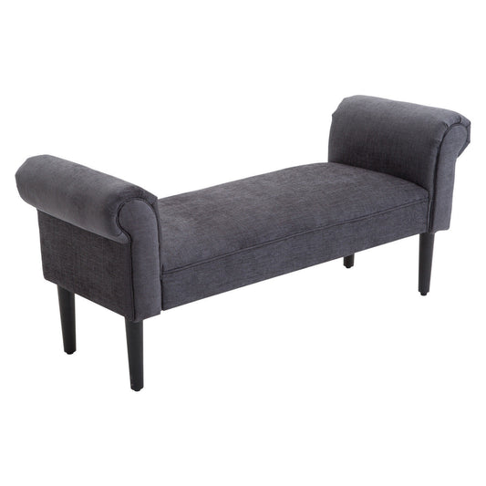 Abby Linen Upholstered Bench - Gray