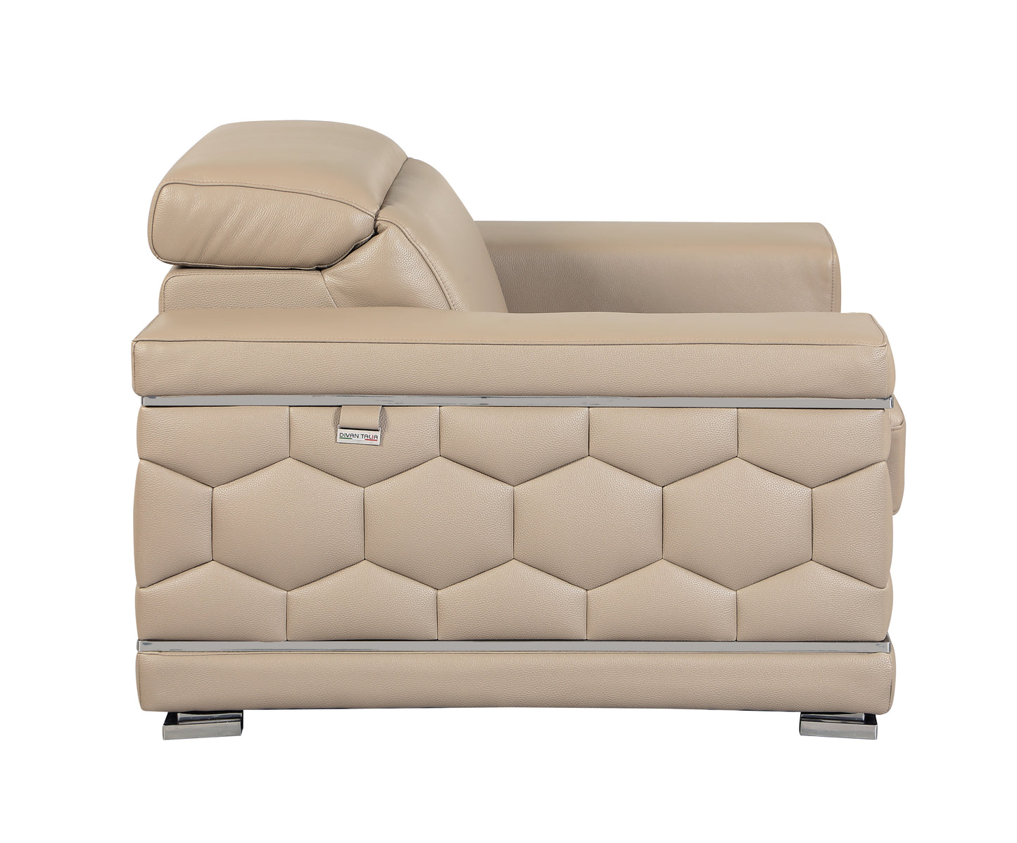 Denzel Top Grain Italian Leather Loveseat - Beige