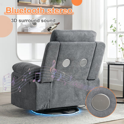 Aspen Power Recliner Glider Chair With Bluetooth Speaker - Light Gray