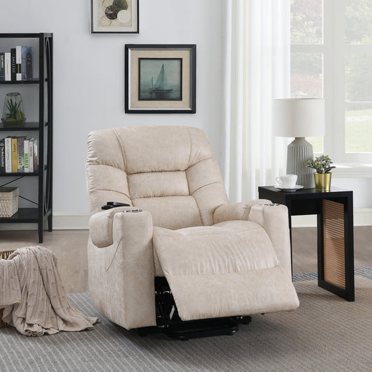 Nairi Power Recliner w/Lift, Heating & Massage - Light Gray