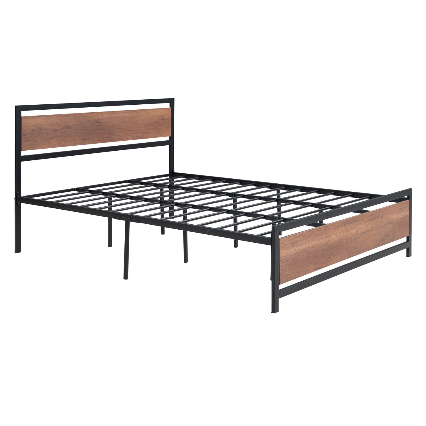 Quasar Queen Size Metal and Wood Platform Bed - Black