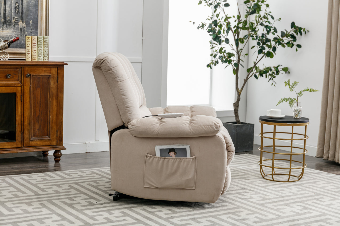 Parsons Power Recliner with Massage Function - Beige